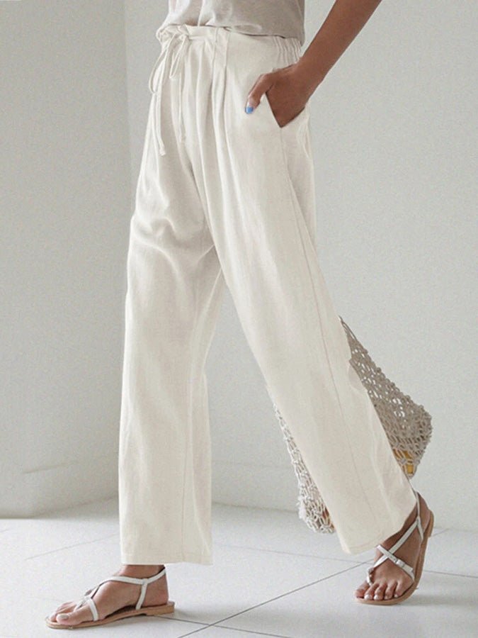 Women's Pants Solid Elastic Waist Wide Leg Pants