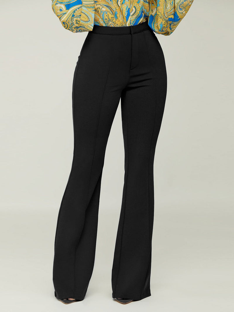 Women's Pants Solid Slim High Waist Flared Pants