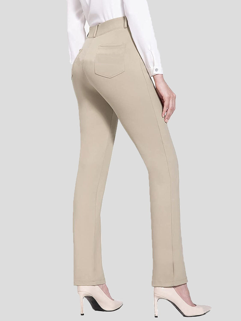 Women's Pants Solid Stretch Pocket High Waist Casual Flared Pants