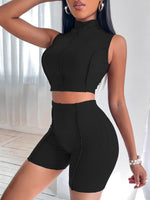 Women's Sets Crop Sleeveless Top & Shorts Two Piece Set