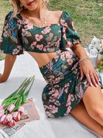 Women's Sets Floral Short Sleeve Top & Skirt Two Piece Set