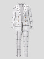 Women's Sets Plaid Double-Breasted Blazers & Trousers Two-Piece Suit