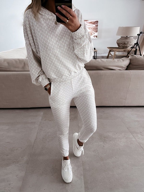 Women's Sets Printed Long Sleeve Hoodie & Pants Two-Piece Set