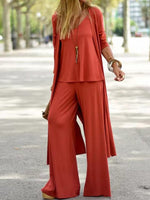 Women's Sets V-Neck Halter Cardigan Straight-Leg Pants Three-Piece Suit