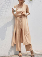 Women's Sets Vest Cardigan Wide Leg Pants Three Piece Set