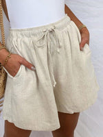 Women's Shorts Casual Pocket Elastic Waist Lace-Up Shorts