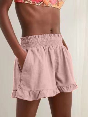 Women's Shorts High Waist Stretch Pocket Fungus Wide Leg Shorts