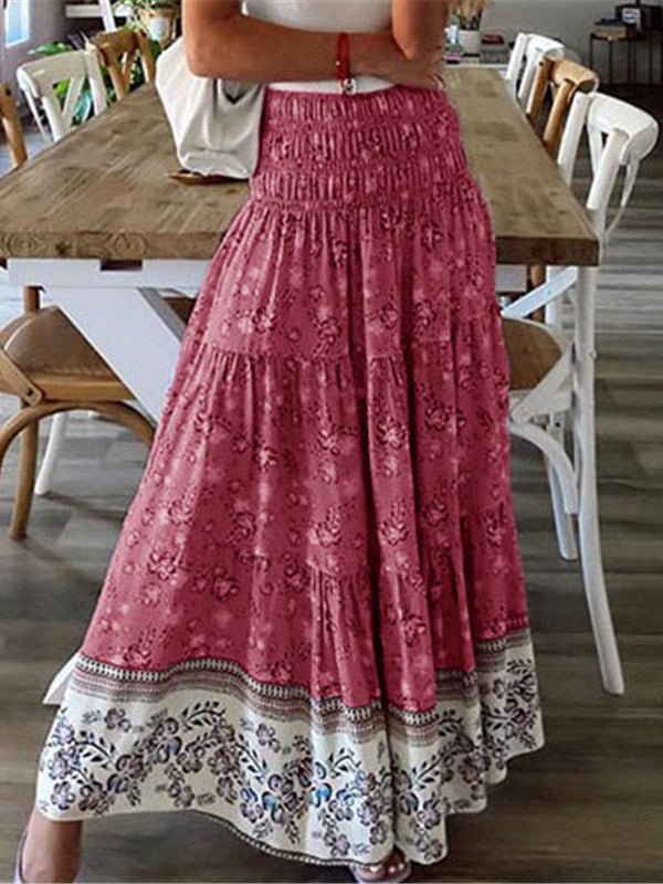 Women's Skirts Casual High Waist Printed Long Skirt