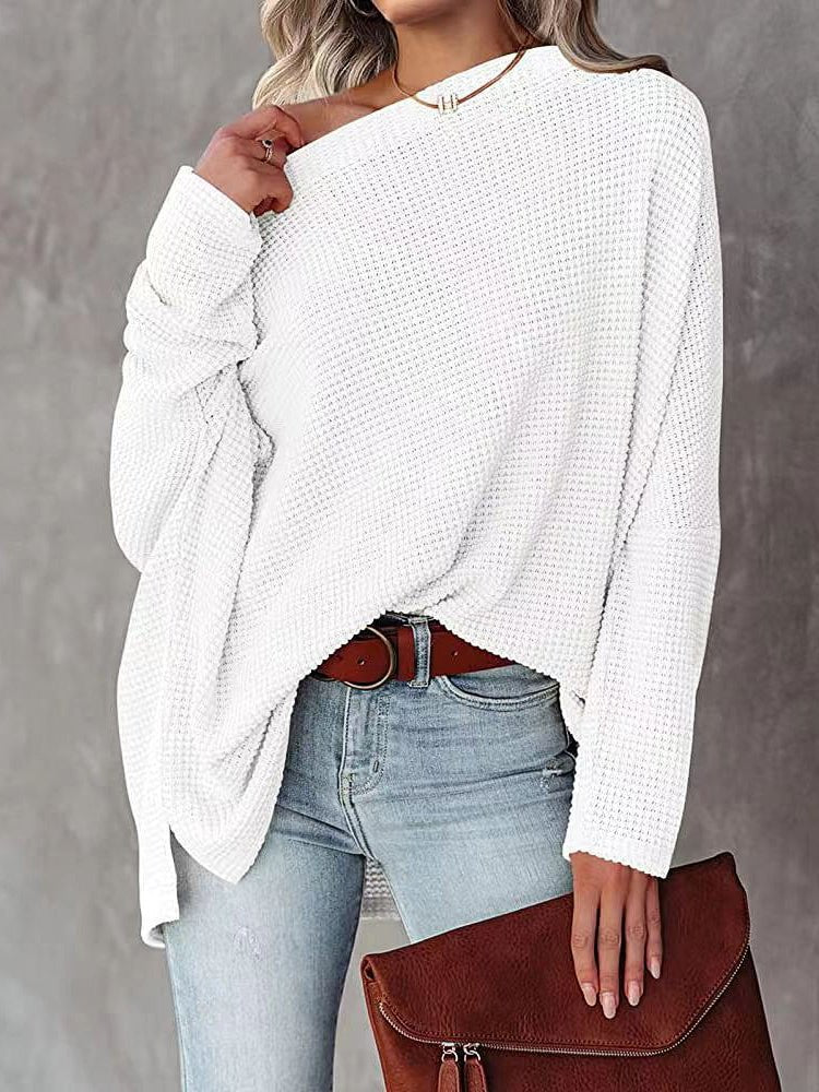 Women's Sweaters Casual Off Shoulder Knitting Pullover Long Sleeve Sweater